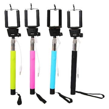 J.R.I. Extendable Portrait and Video Selfie Stick Universal Monopod Cable Take Pole (Black)