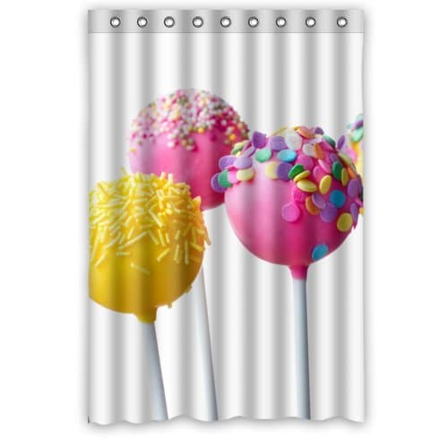 Custom Colorful Chocolate Lollipop Waterproof Bathroom Shower Curtain- Polyester Fabric, 48(w)x72(h)