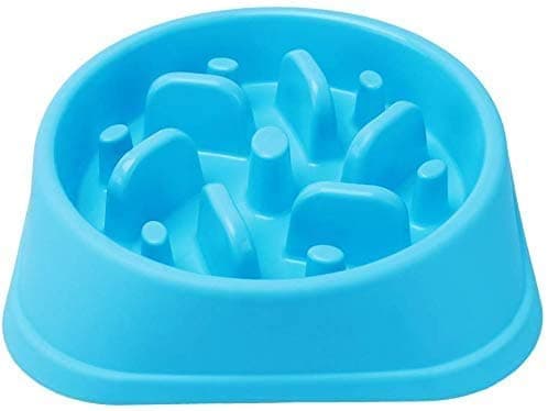 TechDutch Pet Slow Feeder Dog Bowl Dog Drink Water Bowl – Funy and Healthy Interactive Feeder Stops Dog Bloat Condition by Eating More Slowly (Blue)