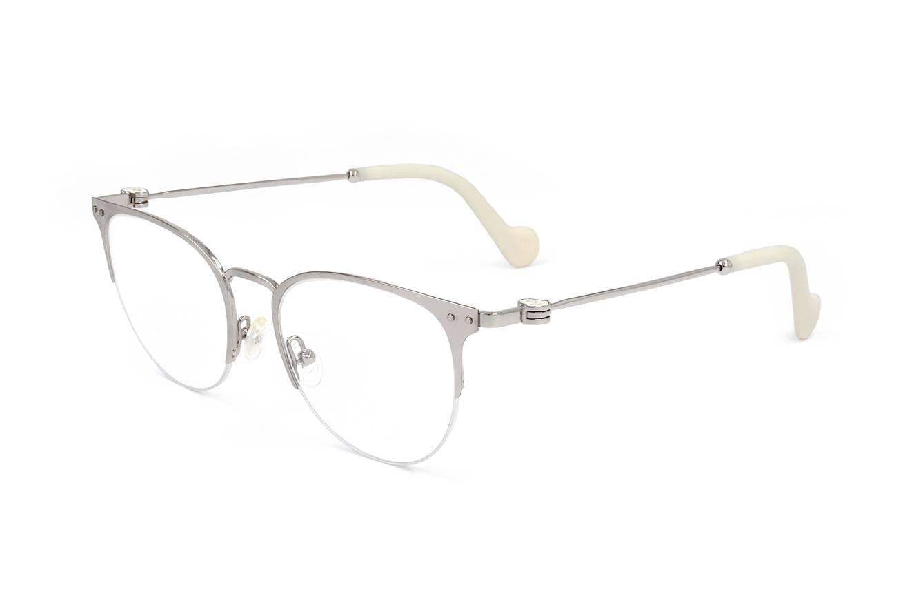 Moncler Oval Eyeglasses ML5024 017 Palladium/Ivory 48mm 5024