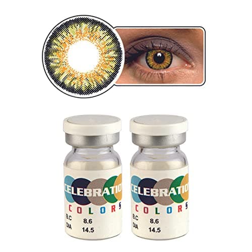 Celebration Color Yearly Coloured Contact Lenses 1 Pair (Hip Hop Hazel,-0.00)