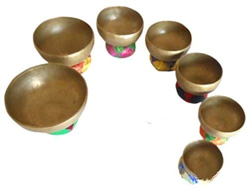 OLD TIBETAN SINGING BOWLS Chakra Set Handmade Authentic Old