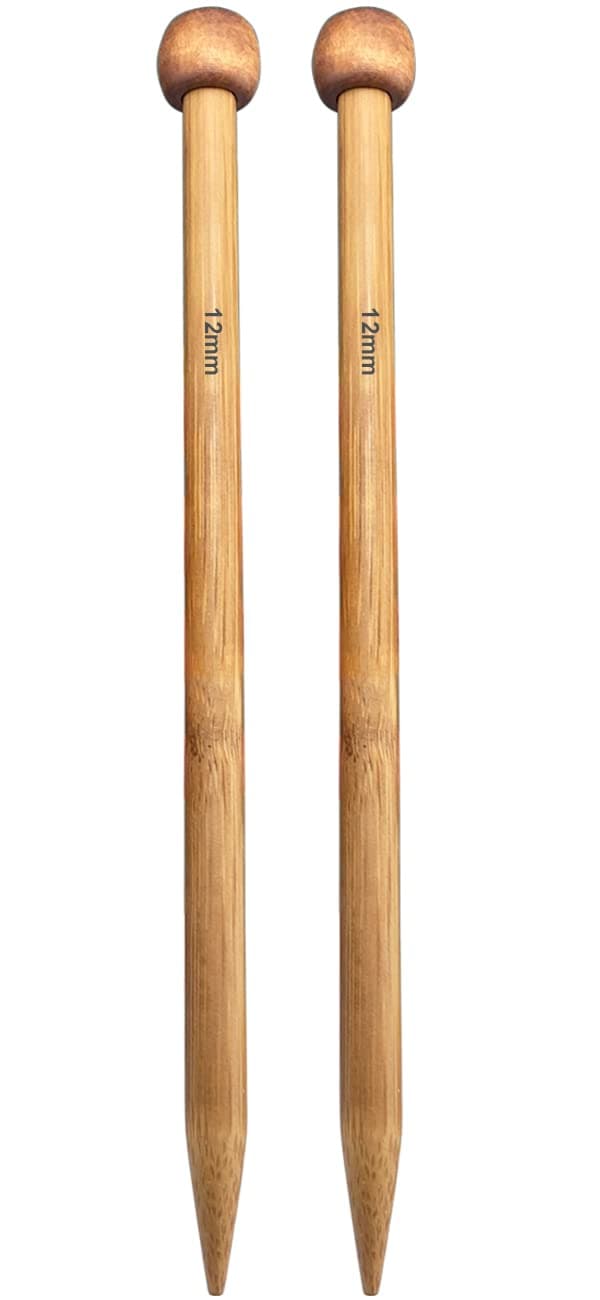 Weabetfu Large Size Bamboo Knitting Needle Straight Single Pointed Thick Knit Needles 10-inch Length Jumbo Knitting Needles for Huge Chunky Yarn Handmade DIY Knitting,US Size 17(12mm)