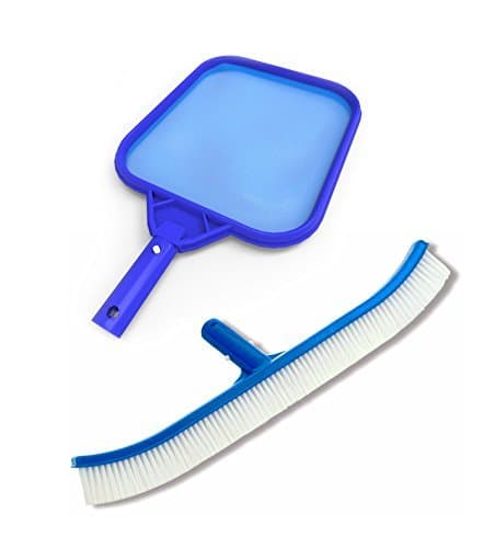 Swimming Pool Brush and Leaf Skimmer Effortlessly Cleans Walls, Corners, Steps and The Surface - Professional Heavy Duty Maintenance Kit