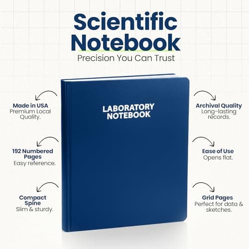 Scientific Notebook Company Flush Trimmed, Model #2001 Research Laboratory Notebook, 192 Pages, Smyth Sewn, 9.25 X 11.25, 4x4 Grid (Blue Cover)