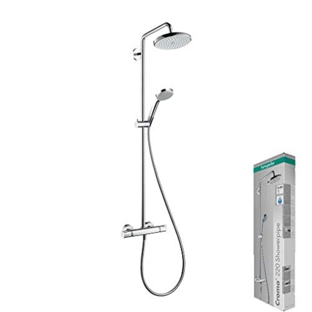 hansgrohe Croma Showerpipe 220 1jet with thermostatic shower mixer