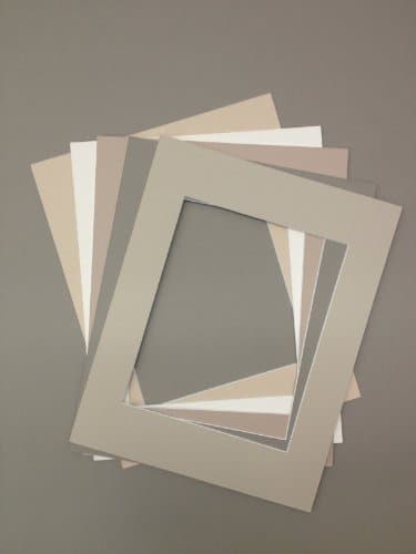 Pack of 5 18x24 Picture Mats, 5 Beige Colors, with White Core Bevel Cut for 13x19 Pictures