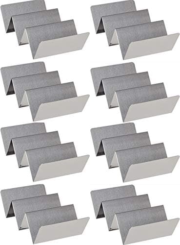 Set of 8 Metal Taco Holders - Stainless Steel Taco Trays- Dishwasher, Oven, and Grill Safe - Great for Sandwiches and Hotdogs too (8)
