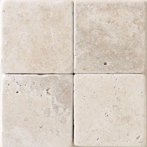 Crema Marfil 4x4" Square Marble Tile Tumbled and Honed