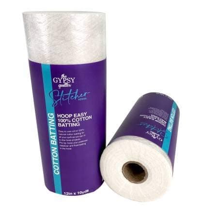 Gypsy Quilter Hoop Easy 100% Cotton Batting 12in x 10yds