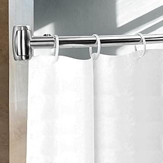 Adjustable 50-85 inches Curved Shower Rod, Extra Wide, Rustproof, Round Shower Curtain Rod for Bathroom, Shower Stall, Need to Drill, Silver