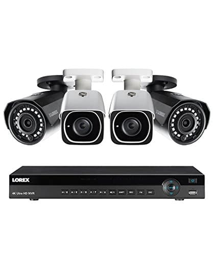 Lorex 8 channel NR9082 4K home security system with 2 8MP 4K LNB8111B Bullet Cameras and 2 4MP 2K LNB4421B Bullet Cameras