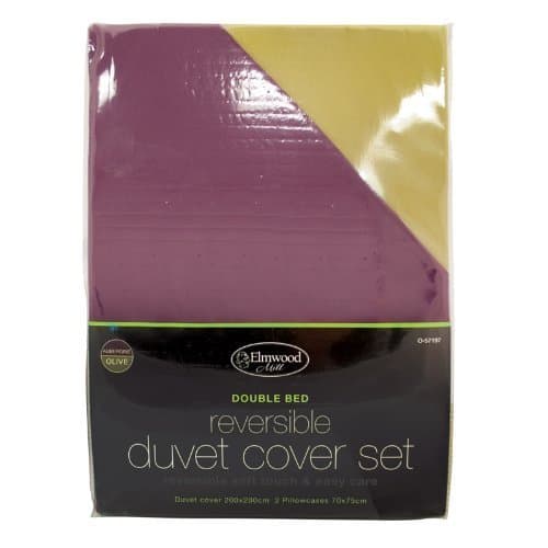 Elmwood Mill Reversible Duvet Cover - Aubergine/Olive, Double