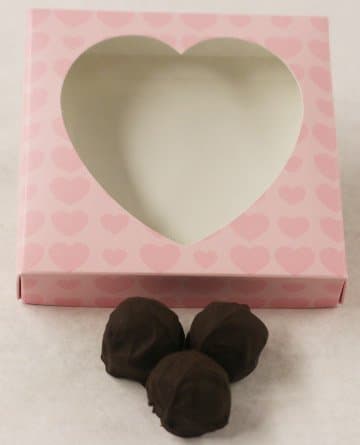 Scott's Cakes Dark Chocolate Covered Passion Fruit Truffles in a 8 oz. Pink Heart Box