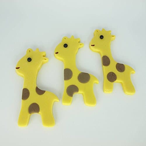 Giraffe Fondant Cupcake Toppers - Edible Cake Topper Jungle Birthday Party Baby Giraffe Girl Boy Baby Shower Safari Zoo Cake Decor