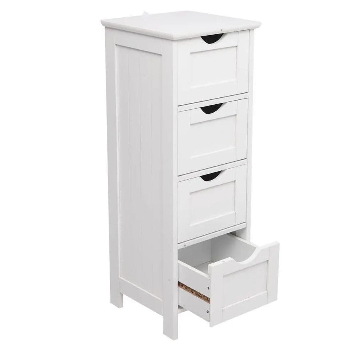 MEZHI4 Drawers Bathroom Floor Cabinet Storage Organizer White Free Standing Cabinet