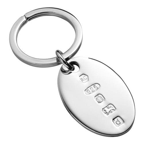 JB Silverware Solid Silver Oval Keyring/Key Ring (Hallmarked)
