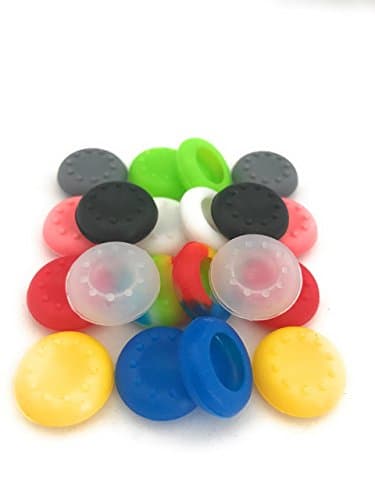 100% Silicone Precision Raised Antislip Rubber -Xbox & Playstation Thumb Grips Protect PS4, Xbox 360, PS3 Xbox One Controllers, Mixed Colors (Set of 10 Colors- total 20 grips) Analog Stick Protector