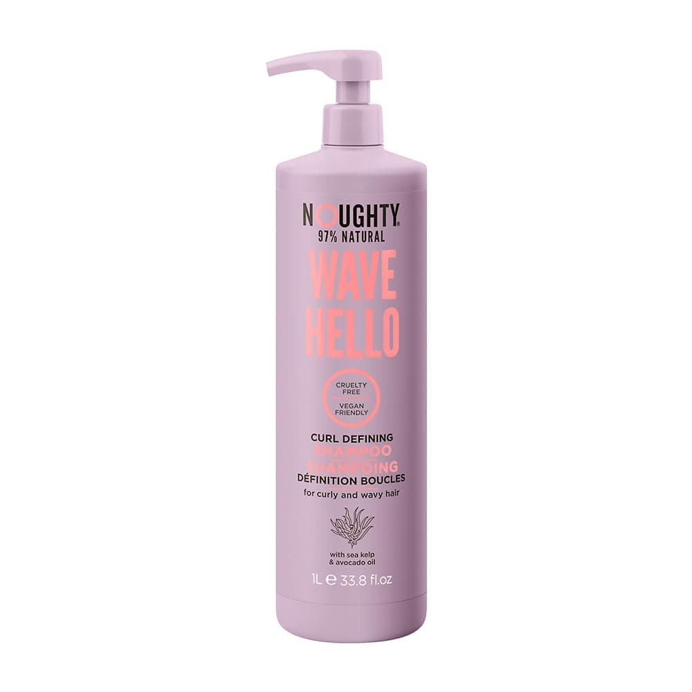 Noughty 97% Natural Wave Hello Curl Defining Shampoo Sulphate Free Vegan Cruelty Free Haircare Vitamin Rich Formula with Sea Kelp Extract and Avocado Oil for Curly & Wavy Hair 1 L