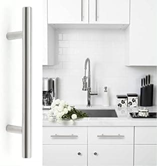 SAMNATE 10pcs (200mm Long/ 128mm Hole centres) Stainless Steel Kitchen Cabinet Drawer Handles T Bar Handle Furniture Drawer Pulls Kitchen Cupboard Handles