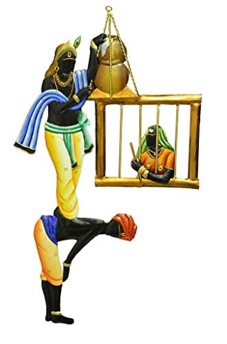 Karigaari India Wrought Iron Makkhan Chor Wall Hanging