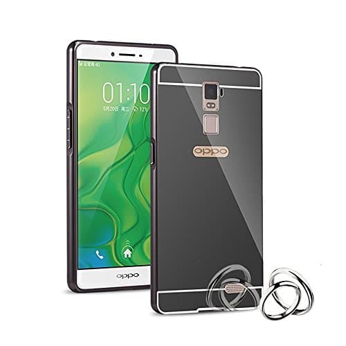 TYDEUS Luxury Metal Aluminum Bumper for Oppo R7 Plus Case Detachable + Mirror Hard Back 2 in 1 Cover Ultra Thin Frame Grey