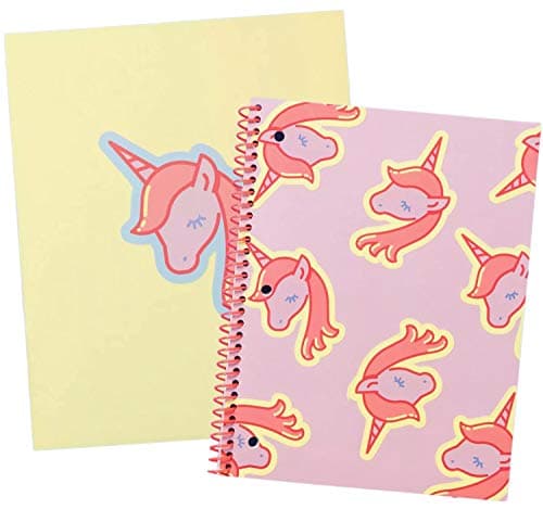 Unicorn School Essentials Notebook Set: 2 Items - Spiral Notebook, 2 Pocket Folder