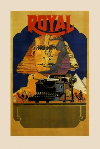The Sphinx Pyramids Egypt Royal Typewriter Office Art Camel Desert 16" X 22" Image Size Vintage Poster Reproduction we have other