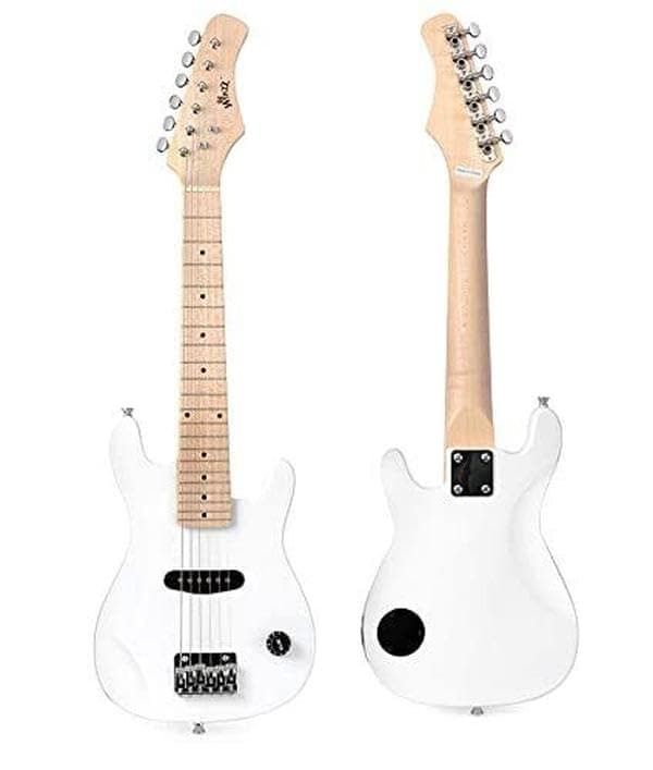 WINZZ EGM100 30 Inches Real Kids Electric Guitar with Beginner Kit, Right Handed, White