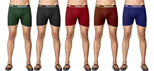 MachoMen's Cotton Long Trunk/Underwear (Multicolour, L) - Pack of 5