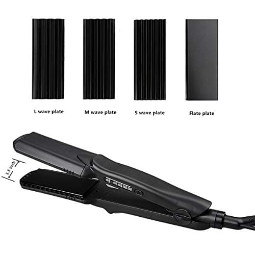 4 in 1 Hair Straightener, szwintec 1.5 Inch Professional Interchangeable Plates Flat Iron Curler Curling Curly Wavey Hair Corn Wave Iron Styling Tool