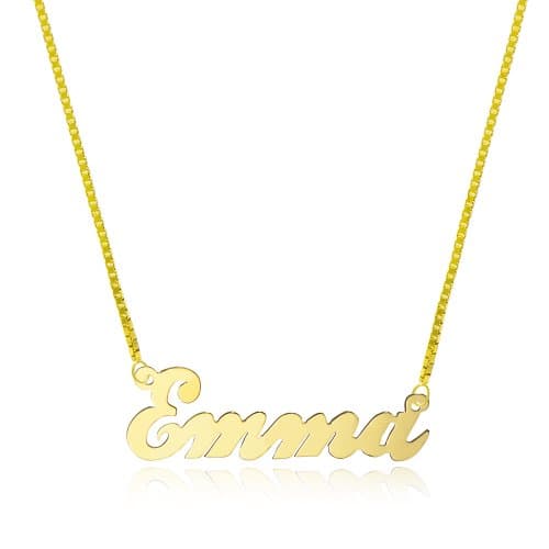 Win Jewelry14K Yellow Gold Personalized Name Necklace - Style 2 - Custom Made Any Name