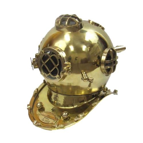 88A25525RB Antique Reproduction Full-Size Solid Brass U.S. Navy Mark-V Diving Helmet
