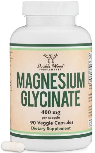 Magnesium Glycinate 400mg, 90 Capsules (Vegan Safe, Third Party Tested, Gluten Free, Non-GMO) High Absorption Magnesium by Double Wood Supplements