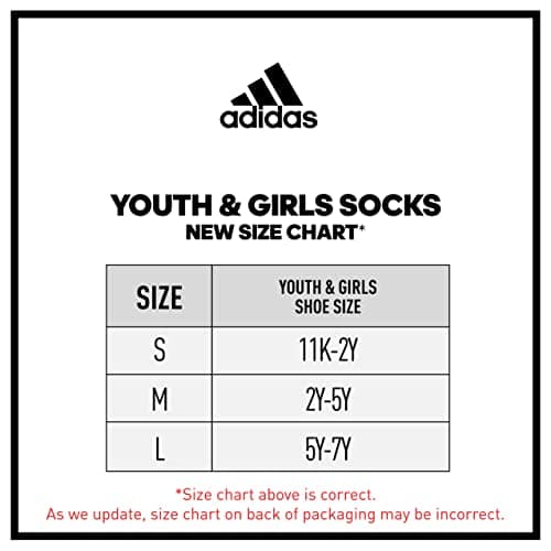 adidasBoys Athletic Cushion Socks (6 Pairs) for Kids Boys Girls Durable Fabric with Breathable Sports Construction