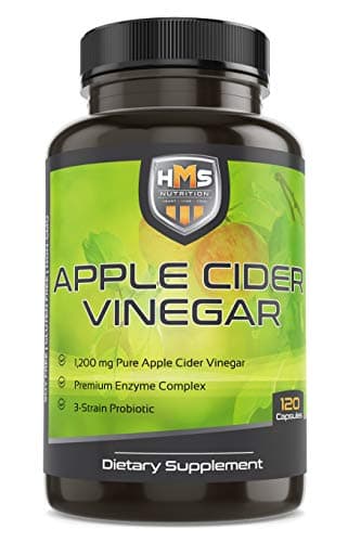 HMS Nutrition Apple Cider Vinegar Capsules - 100% Pure, Powerful 120 Capsules - 2 Month Supply, All Natural - 1200mg of ACV per Serving