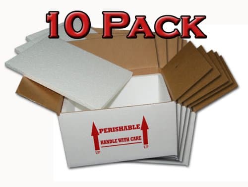11x11x6 INSULATED SHIPPING BOX W/ 1/2 FOAM (10 PACK)