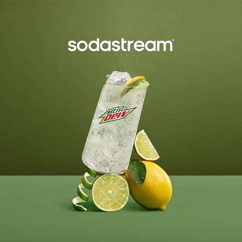 SodaStream - Mountain Dew Soda Drink Mix | For Soda Makers; turns 9.5 Gallons of Fizzy Water into delicious Mountain Dew | 52mg Caffeine per 12oz | Makes 96 Servings | 14.9 Fl Oz, Pack of 4