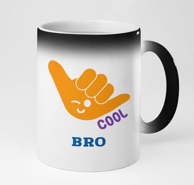 325ml Color Changing Ceramic Mug | Cool Dude Design | Heat Sensitive Coffee Tea Mug | Fun Gift for Brother Friend