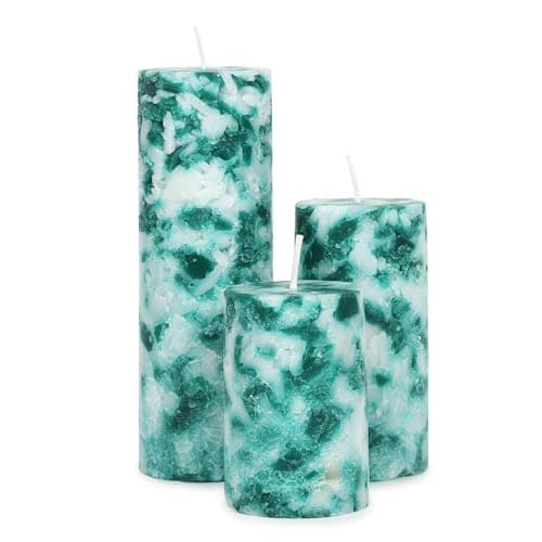 PROSPERRO LUMO by Parkash Candles Set of 3 Fragrance Pillar Candles Marble Finish (Green Apple) ,Wax