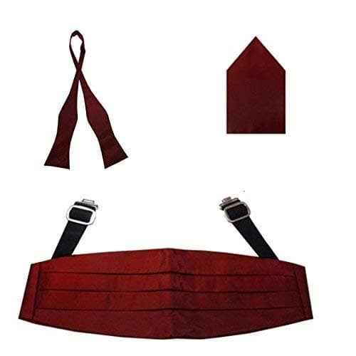 QtsyCummerbund For tuxedo With Pocket Square and Open Bow