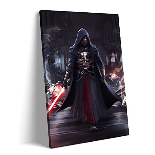Darth Revan Poster Lightsaber Canvas Wall Art Decorations Living Room Bedroom Office Wall Decoration Gift EMXEE (12x18inch-Wooden Frame,D)
