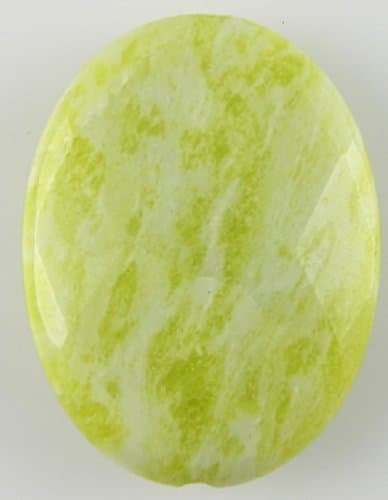 40mm faceted lemon jasper flat oval pendant bead