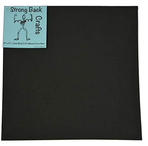 25 Pack- Black Self-Stick Adhesive Foam Sheets 10" x 10" EVA High Density (25 Pack) 3mm by Strong Back Crafts- for Cosplay Costumes, Foam Armor, car Traction Pads for Dogs, Canoe Pads, & Scrapbooking