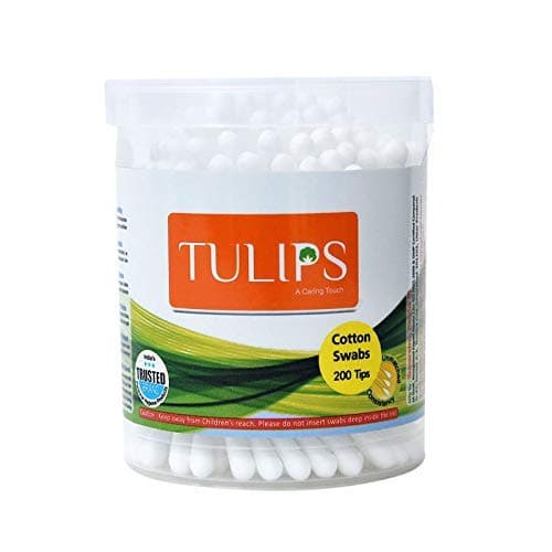 Tulips Cotton Ear Buds/Swabs (Pack of 1) 100% pure & soft Cotton, 100 Sticks/ 200 Tips in a PP Jar