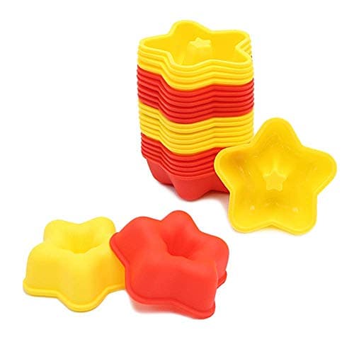 24-Pcs Reusable Silicone Star Shape Donuts Pans by To encounter - Nonstick & Heat Resistant Doughnuts Cups - Muffin Baking Liners, Dishwasher, Oven, Microwave, Freezer Safe