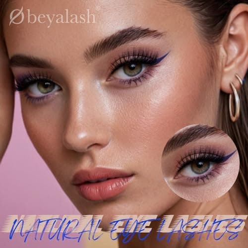 False Lashes Natural Cateye Eyelashes 3D Fluffy 14mm Natural look Fake Eye Lashes Clear Band Reusable Pestañas Postizas 14 Pairs Pack by Obeyalash(C040)