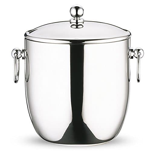 Elia Curved Double Wall Ice Bucket with Tongs 1.3 Litre - Stainless Steel Ice Pail