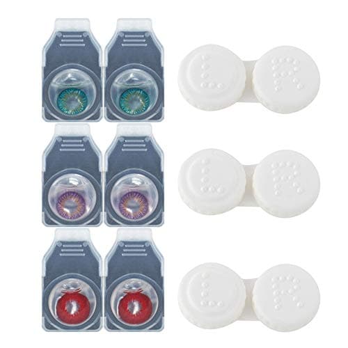 CleanZol 6 Pieces Monthly Disposable Zero Power Color Contact Lenses (Red -Turquoise -Voilet)