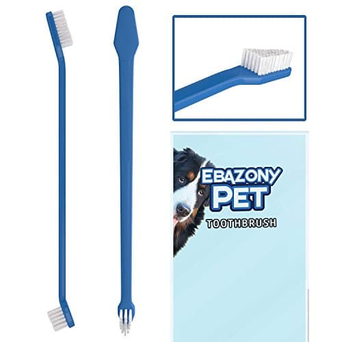 Ebazony Dog Toothbrush Set Pet - Dual Headed Brush (Soft) for Veterinarian Recommended Dental Care and Breath Freshener. Long Handle and Hygiene to Use with Dog Toothpaste